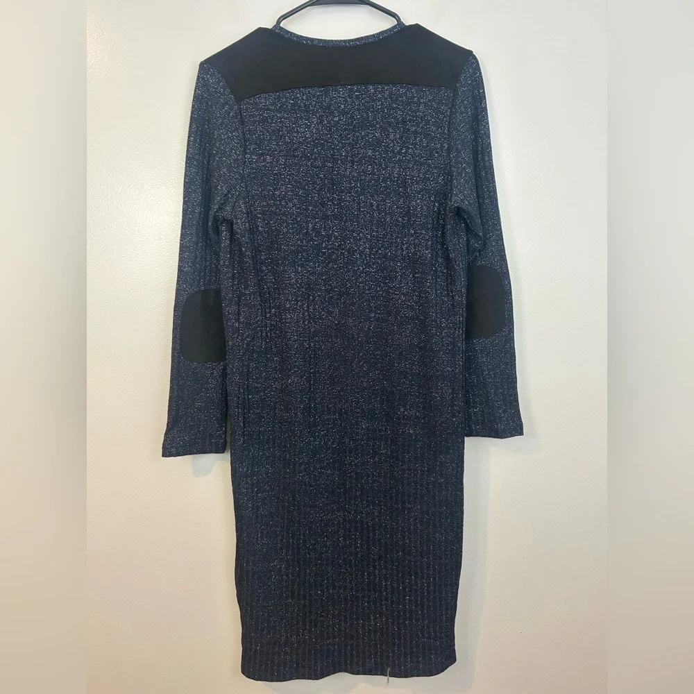 NWT Yelete Navy Blue/Black Metallic Open Front Long Lightweight Cardigan Small